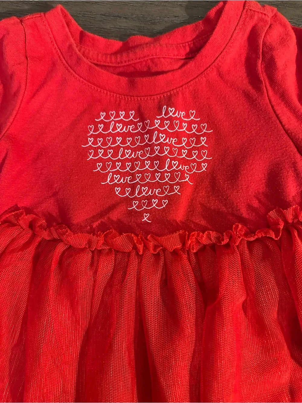 18mth Girls Red Long-Sleeve Tulle Skirt Dress